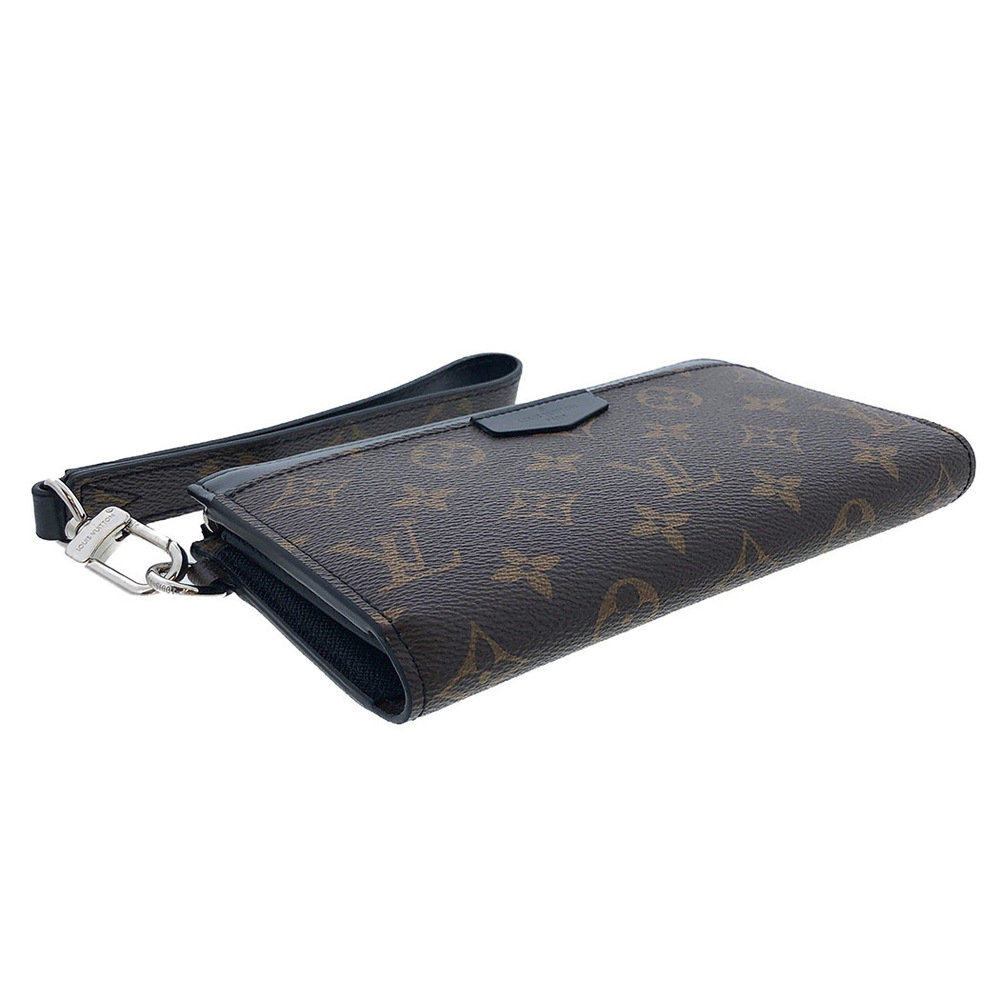 Louis Vuitton Zippy Dragonne Monogram Wrist Strap Mini Clutch Brown Black - Picture 2 of 10